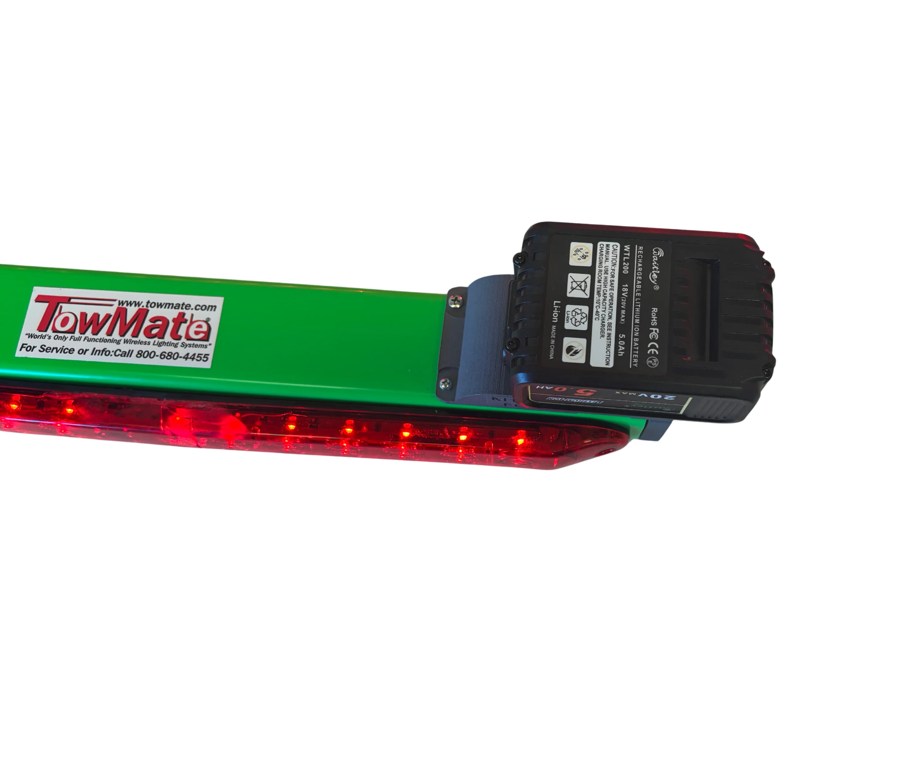 TowMate 22 Inch Wireless Tow Light Refurb MDW Battery Mount Ready to Run on Milwaukee M18 or DeWalt Max20 Battery Pack - Image 7